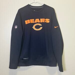 Nike NFL CHICAGO BEARS Large Logo Dri-FIT Fleece Lined Sweatshirt Size L Blue